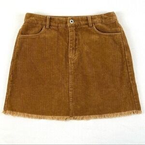 MittoShop Corduroy Mini Skirt Womens S Caremal Brown Fringe Casual Fall Outfit